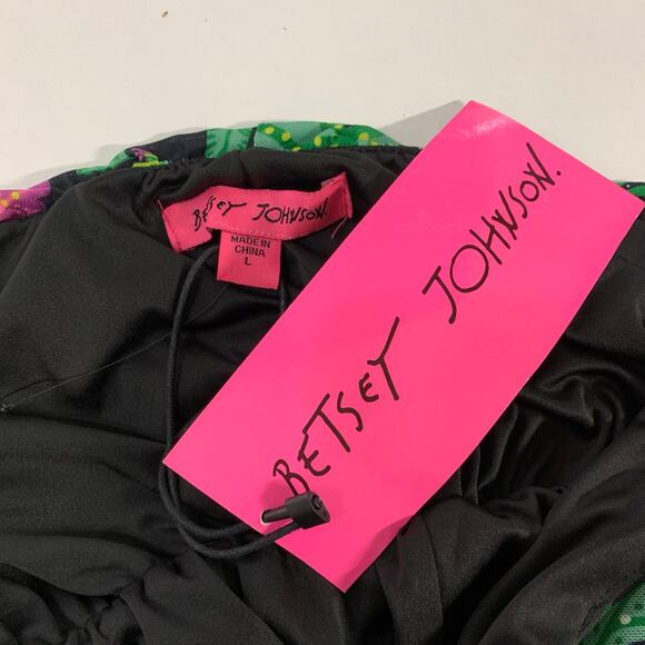 Betsey Johnson L NEW Paulina Tropical Print Halter Maxi Dress In Raven Black - Picture 4 of 11